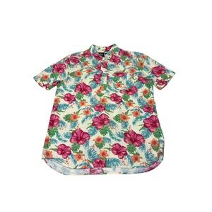 The Nutter Mens Hawaiian Floral Print Short Sleeve Up Shirt XL Made USA